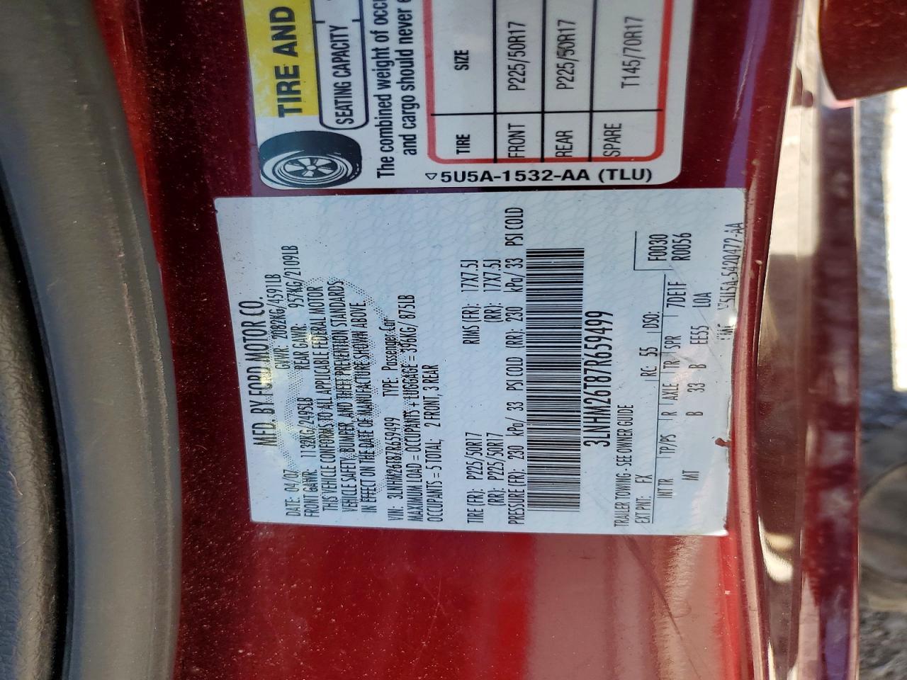 2007 LINCOLN MKZ