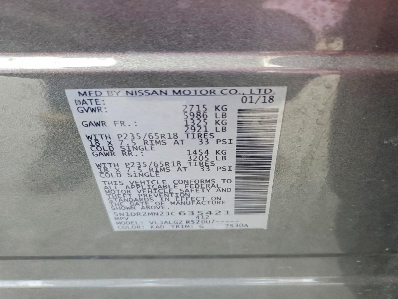 2018 NISSAN PATHFINDER