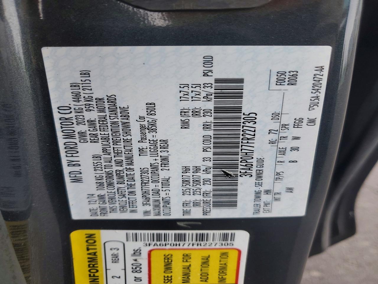 2015 FORD FUSION