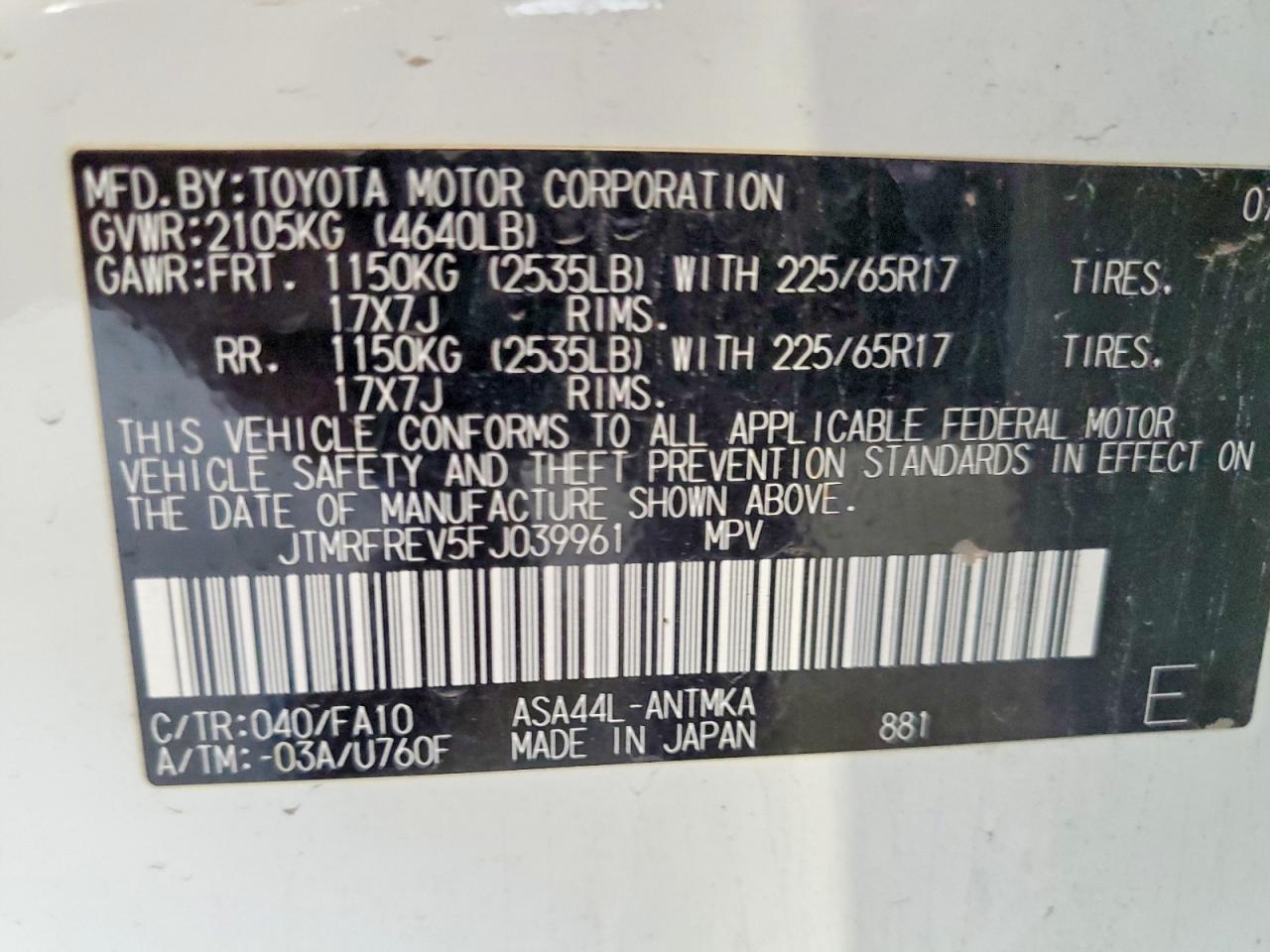 2015 TOYOTA RAV4