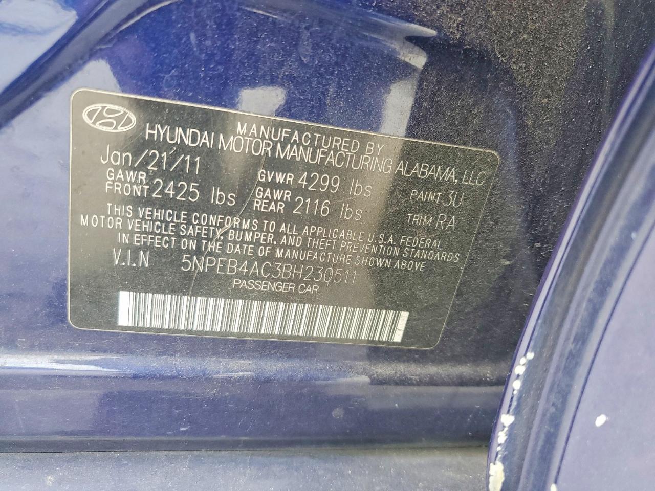2011 HYUNDAI SONATA