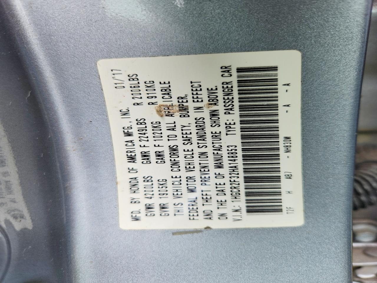 2017 HONDA ACCORD