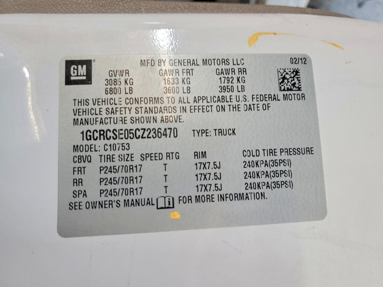 2012 CHEVROLET SILVERADO 1500