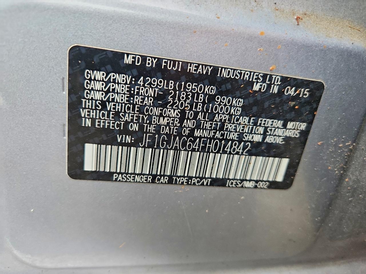 2015 SUBARU IMPREZA