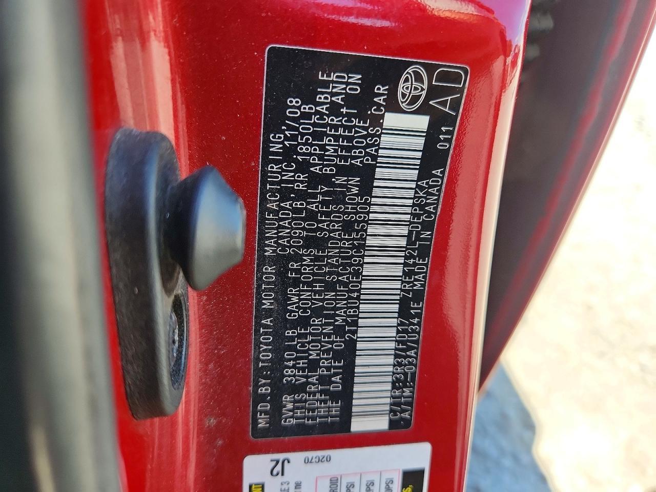 2009 TOYOTA COROLLA