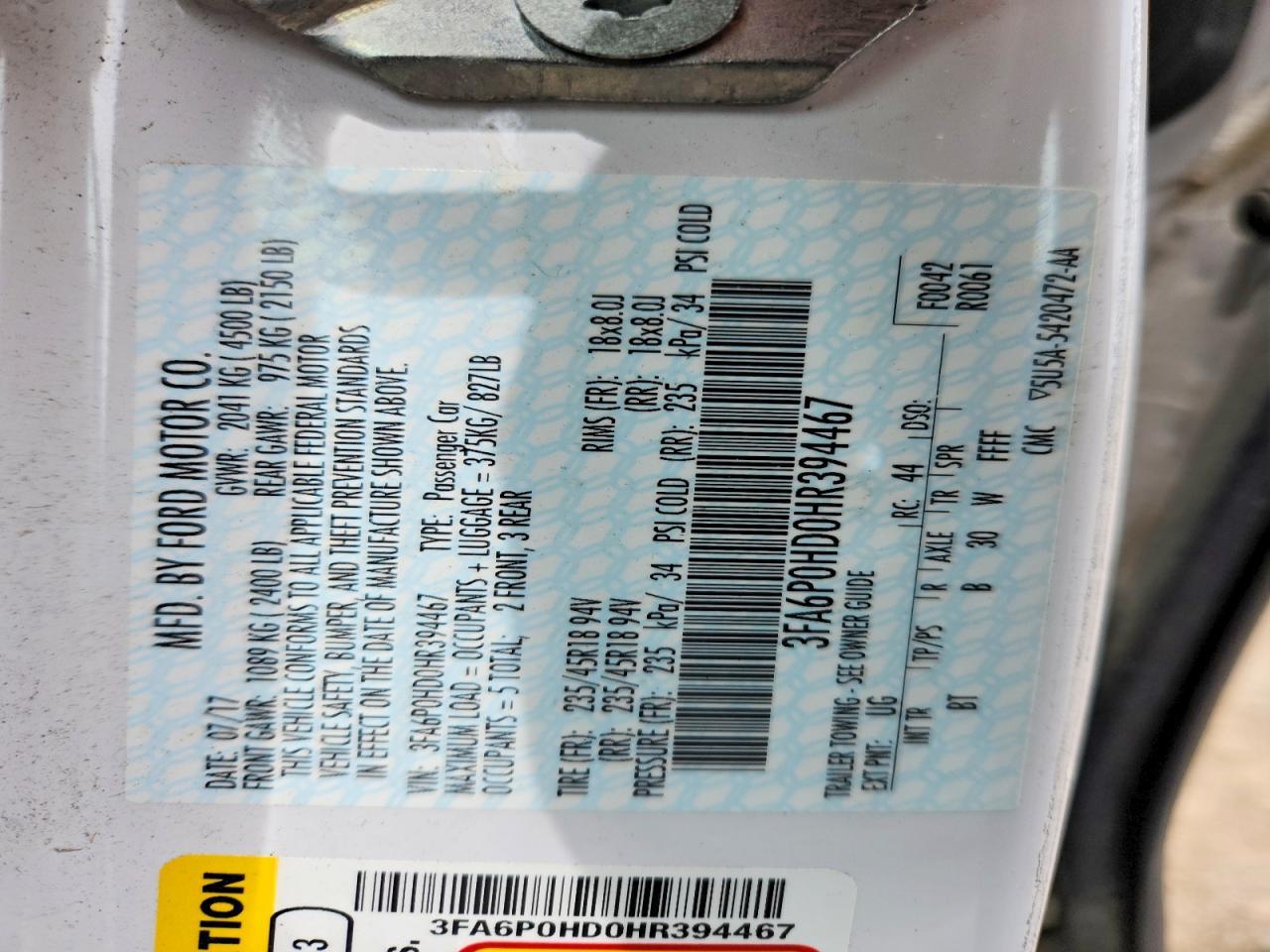 2017 FORD FUSION