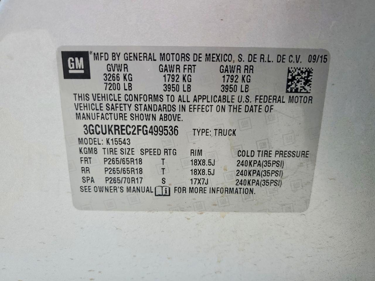 2015 CHEVROLET SILVERADO 1500
