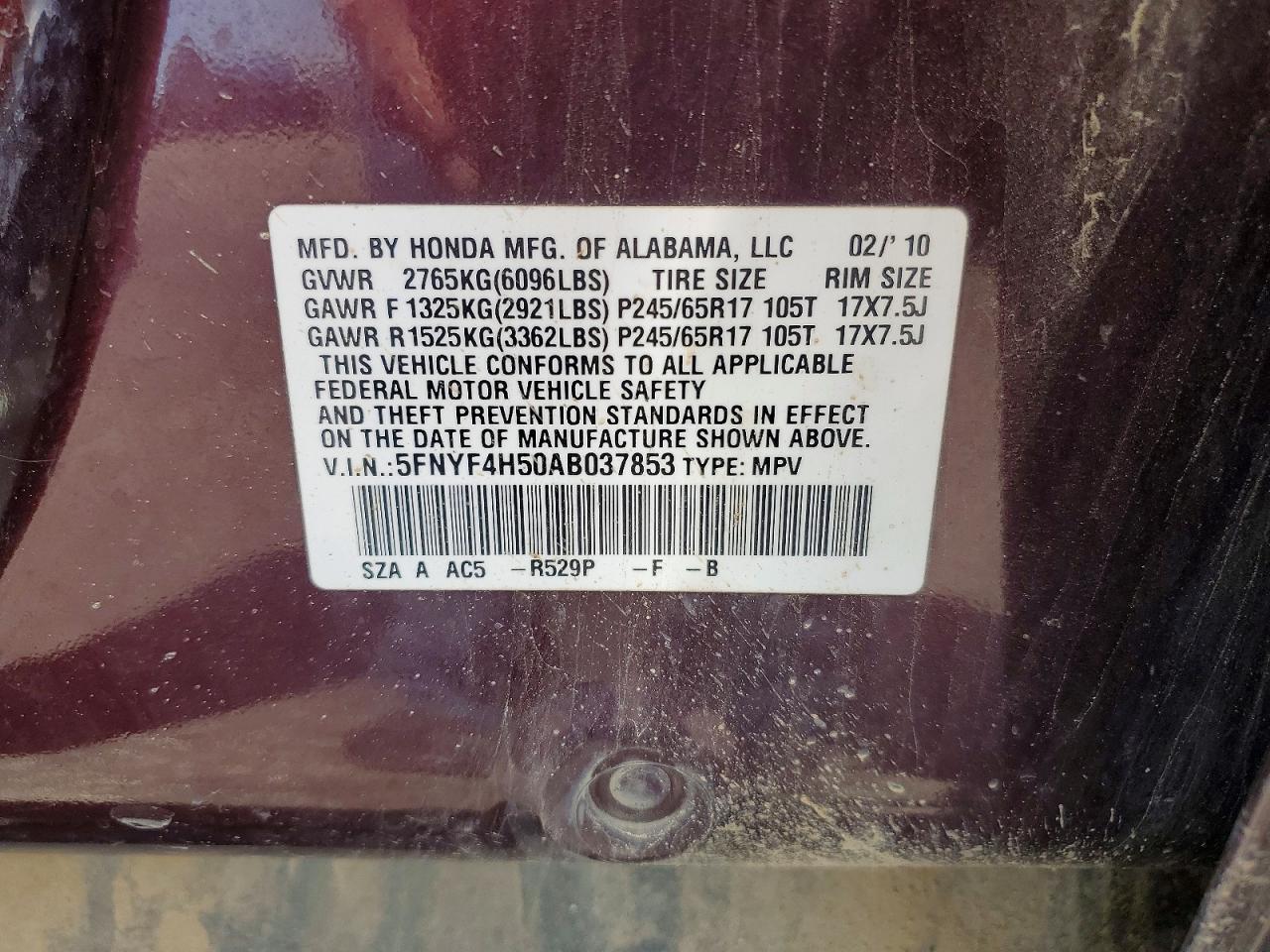 2010 HONDA PILOT