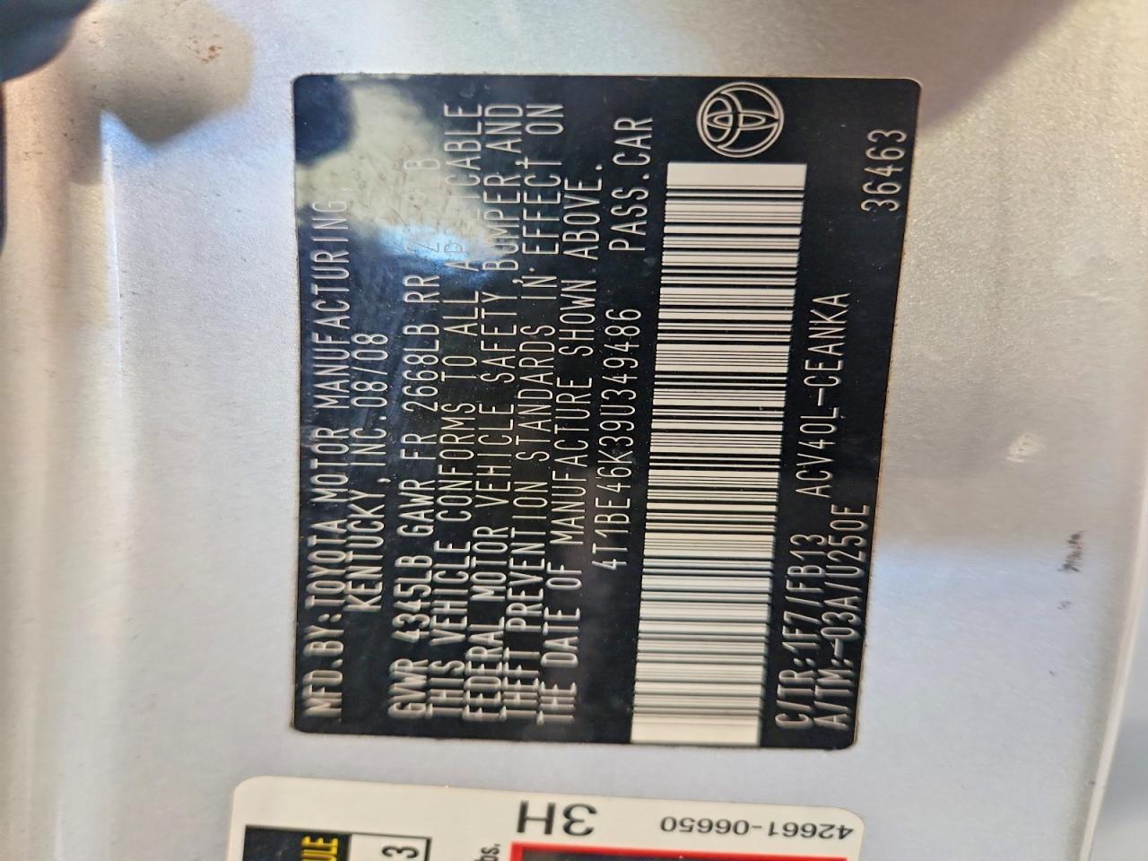 2009 TOYOTA 2554a