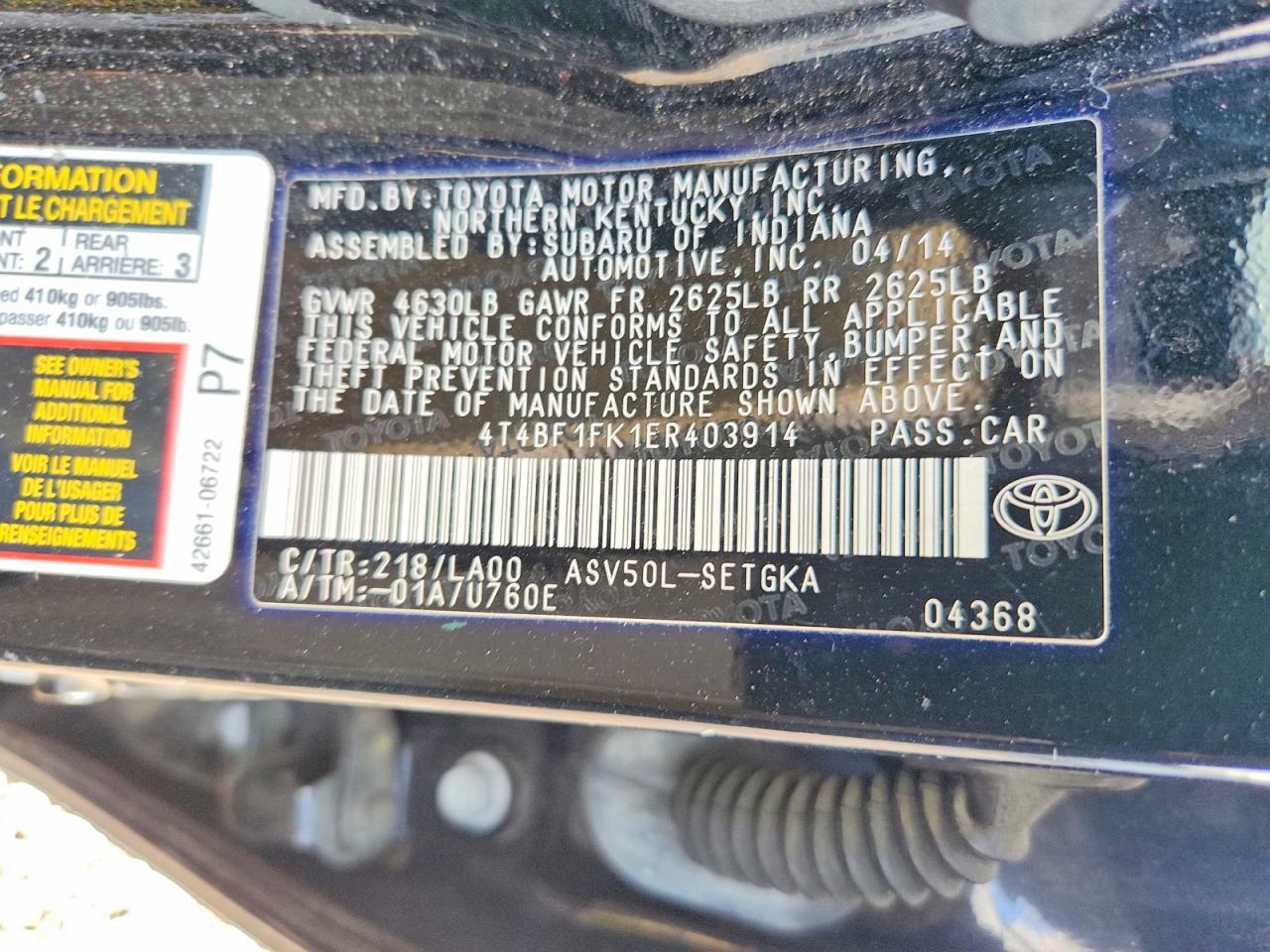 2014 TOYOTA CAMRY