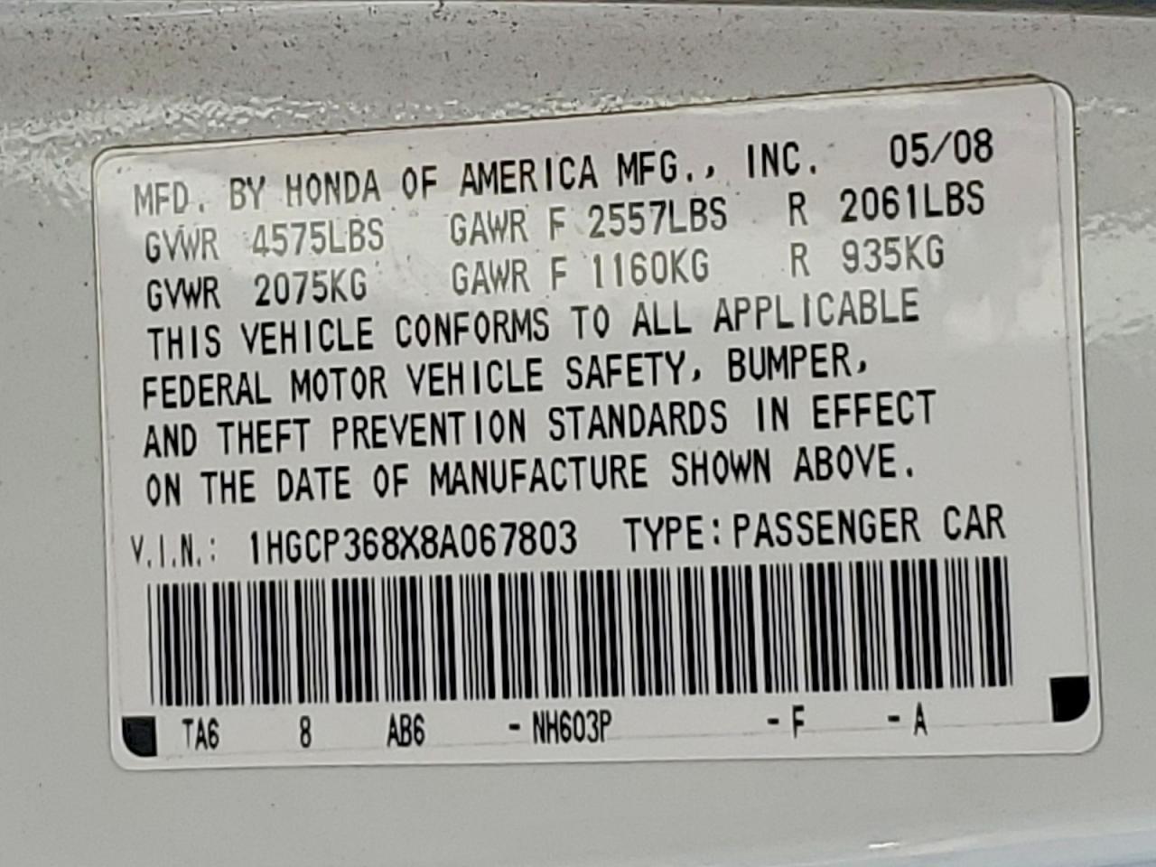 2008 HONDA ACCORD