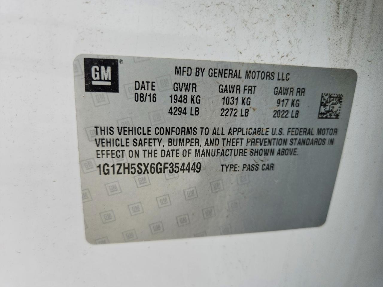 2016 CHEVROLET MALIBU