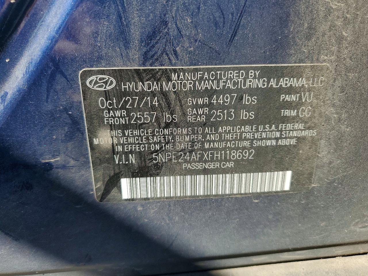 2015 HYUNDAI SONATA