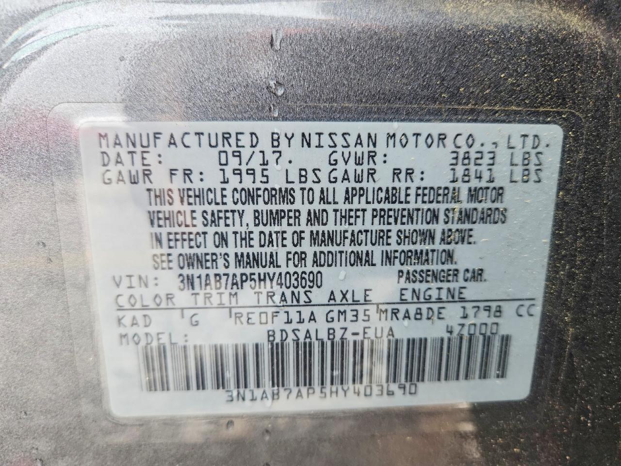 2017 NISSAN SENTRA