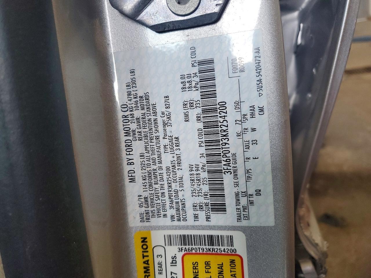 2019 FORD FUSION