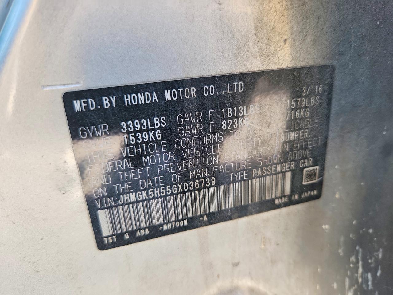 2016 HONDA FIT