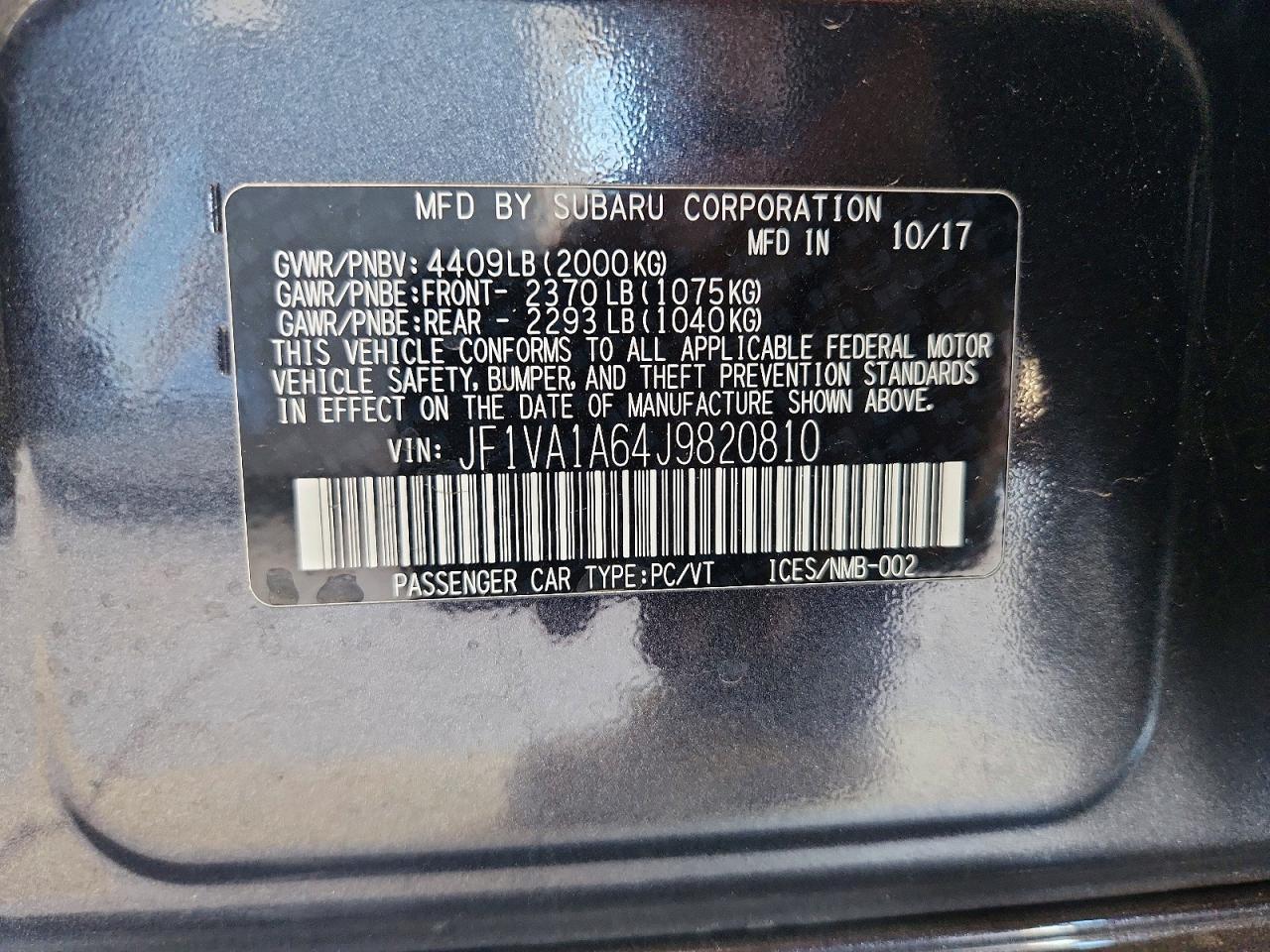 2018 SUBARU WRX