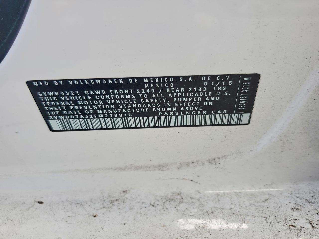 2015 VOLKSWAGEN JETTA