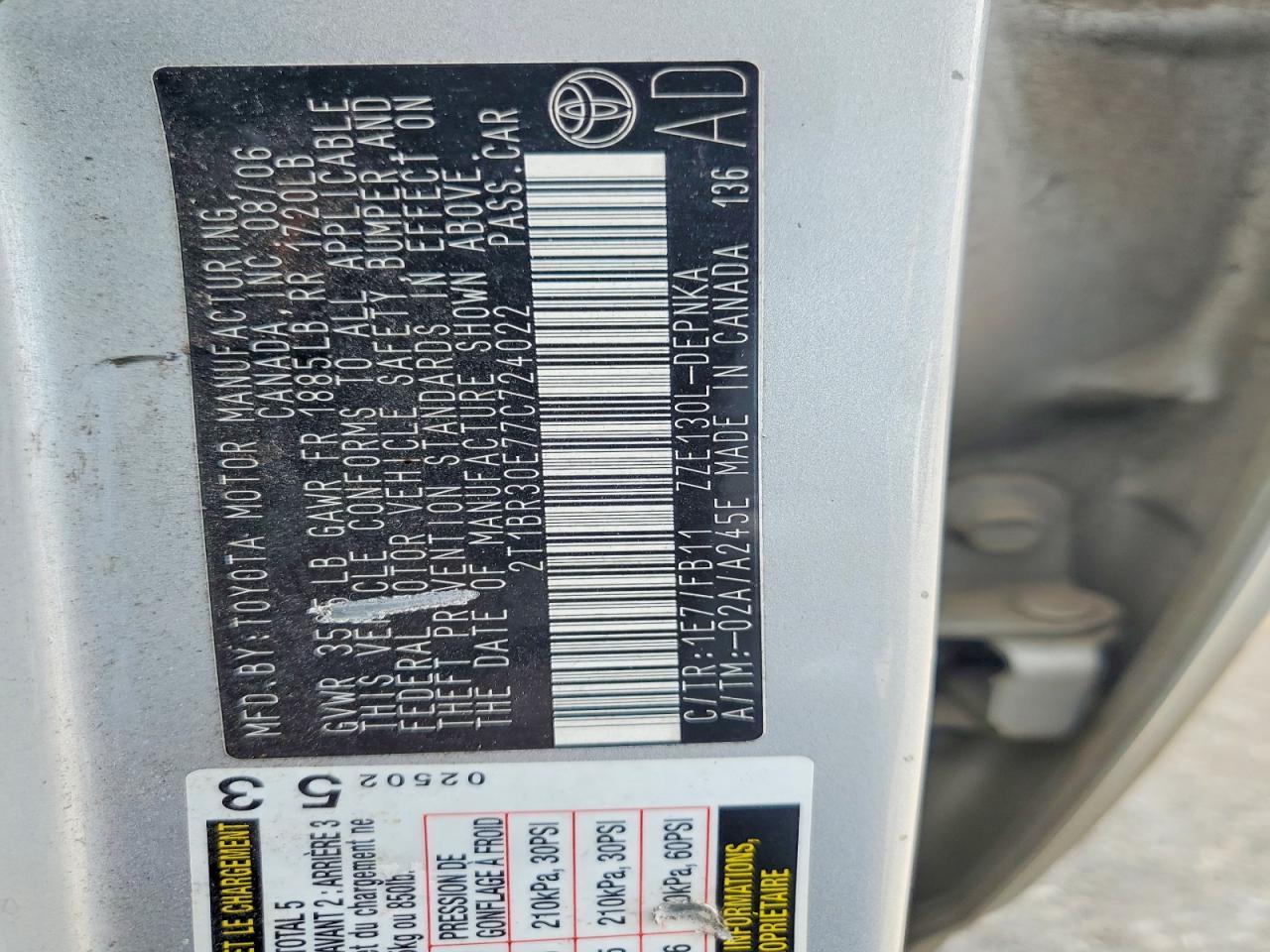 2007 TOYOTA COROLLA