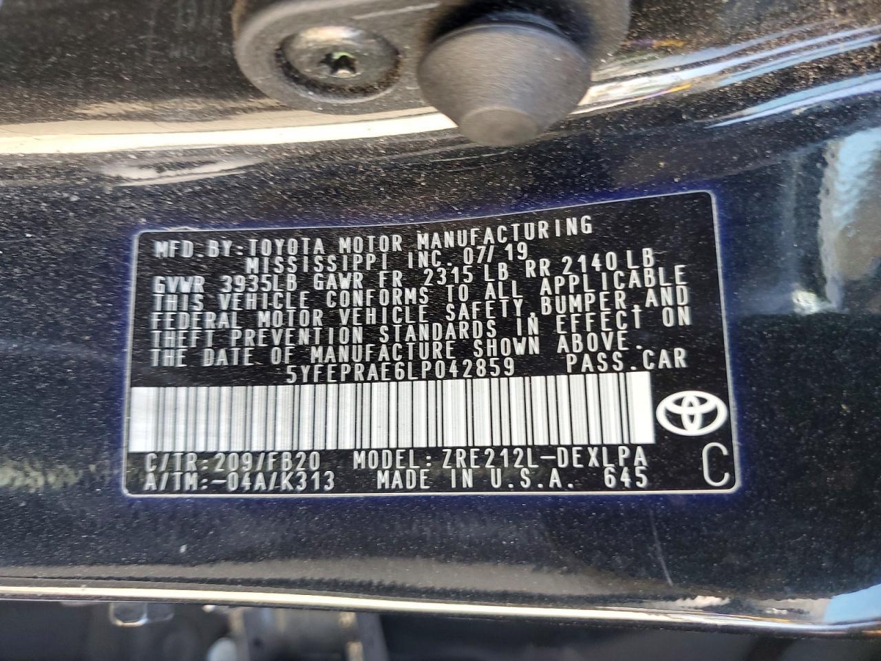 2020 TOYOTA COROLLA