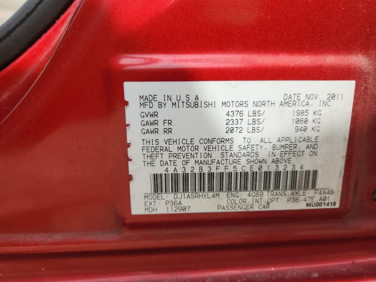 2012 MITSUBISHI Galant