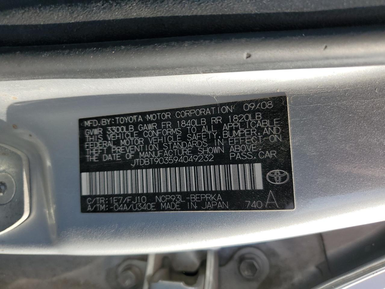 2009 TOYOTA YARIS