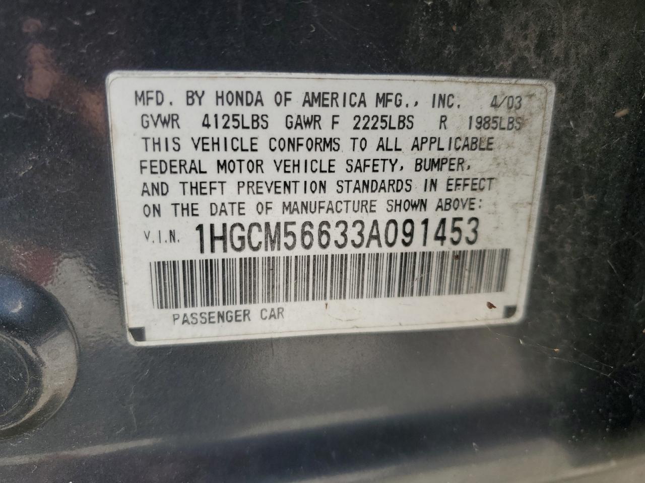 2003 HONDA ACCORD