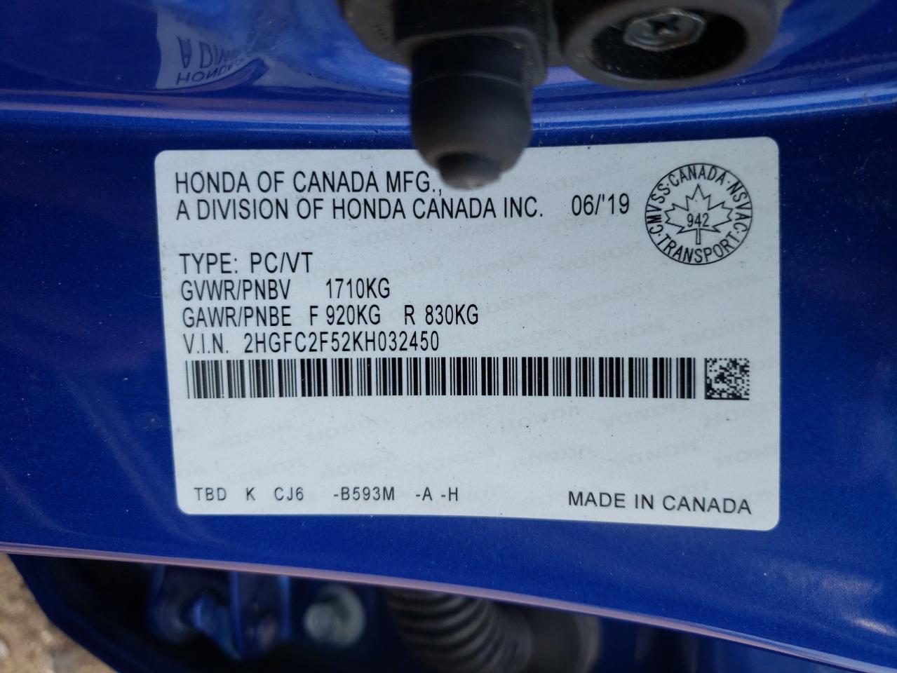 2019 HONDA CIVIC