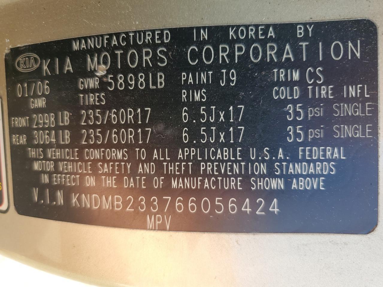 2006 KIA SEDONA