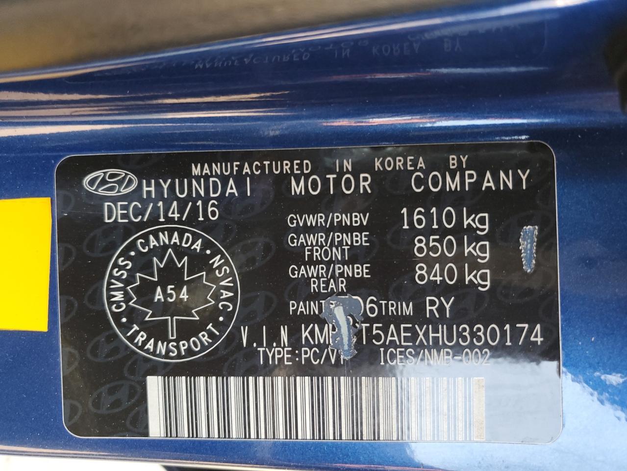 2017 HYUNDAI ACCENT