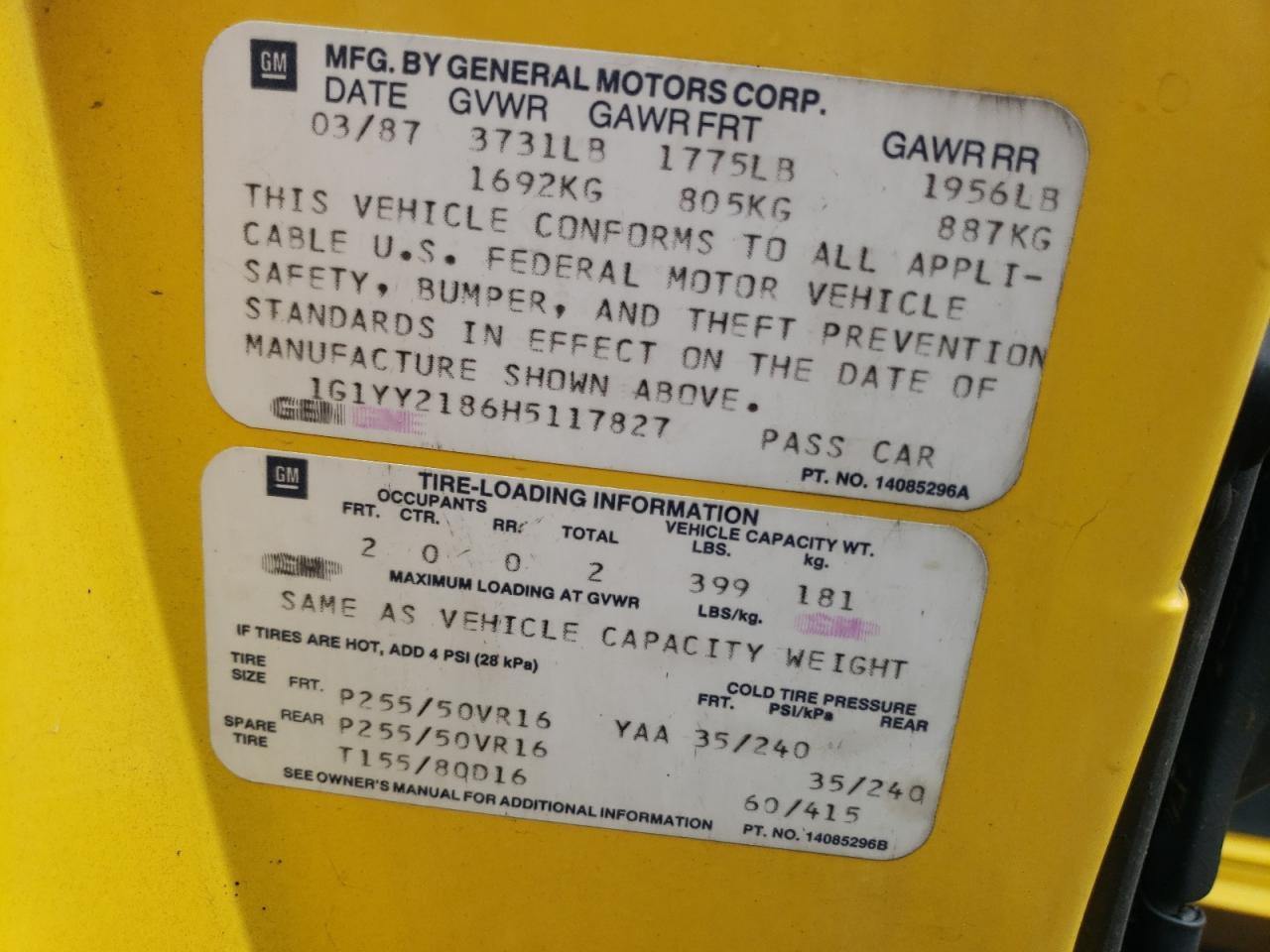 1987 CHEVROLET CORVETTE