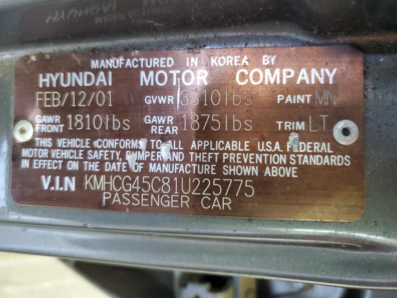 2001 HYUNDAI ACCENT
