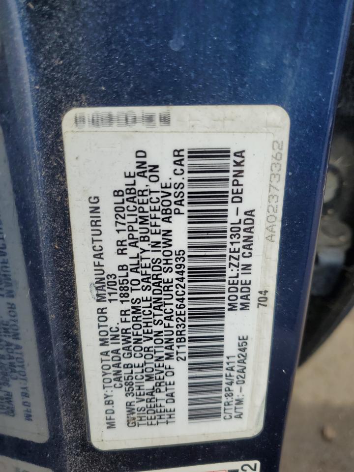 2004 TOYOTA COROLLA