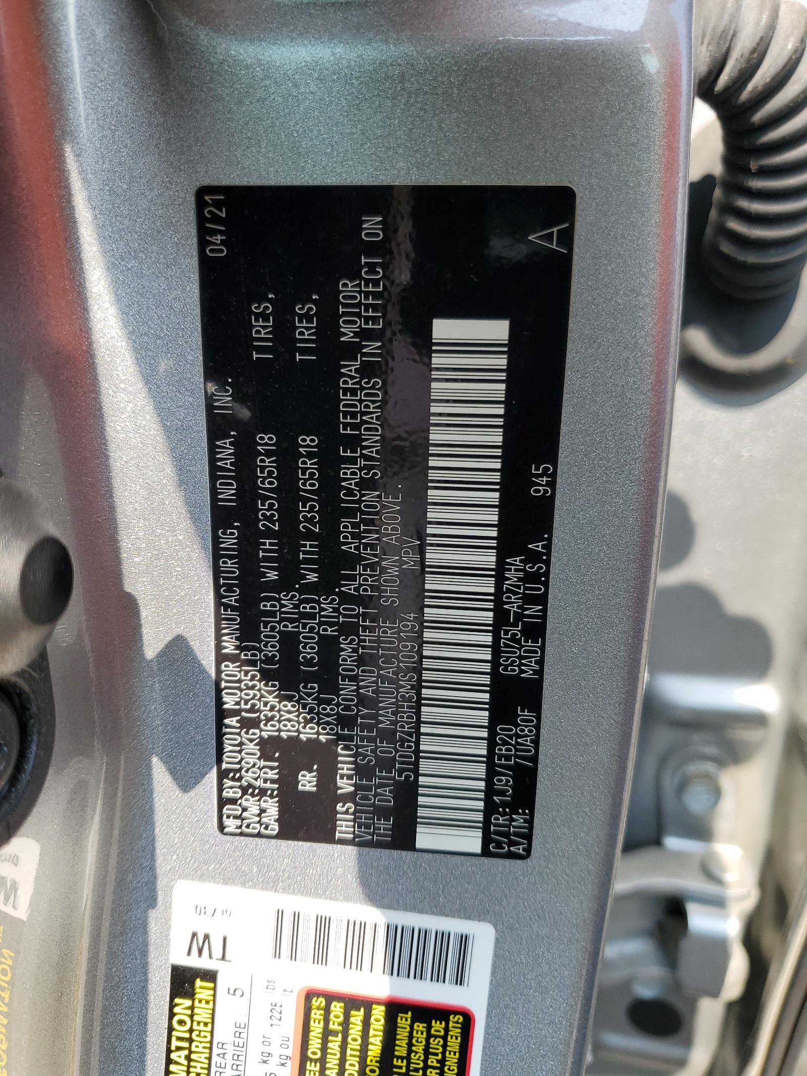2021 TOYOTA HIGHLANDER
