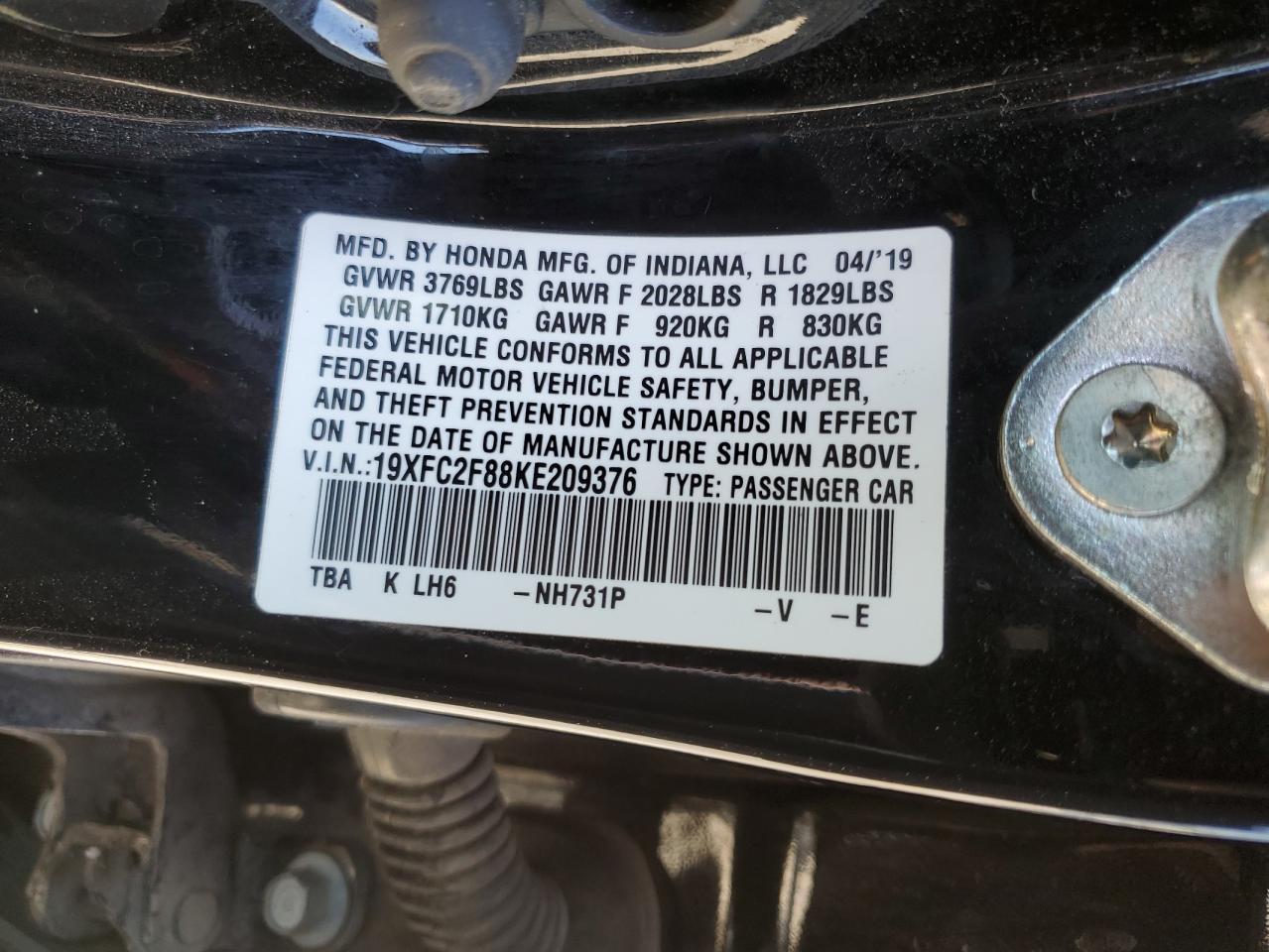 2019 HONDA CIVIC