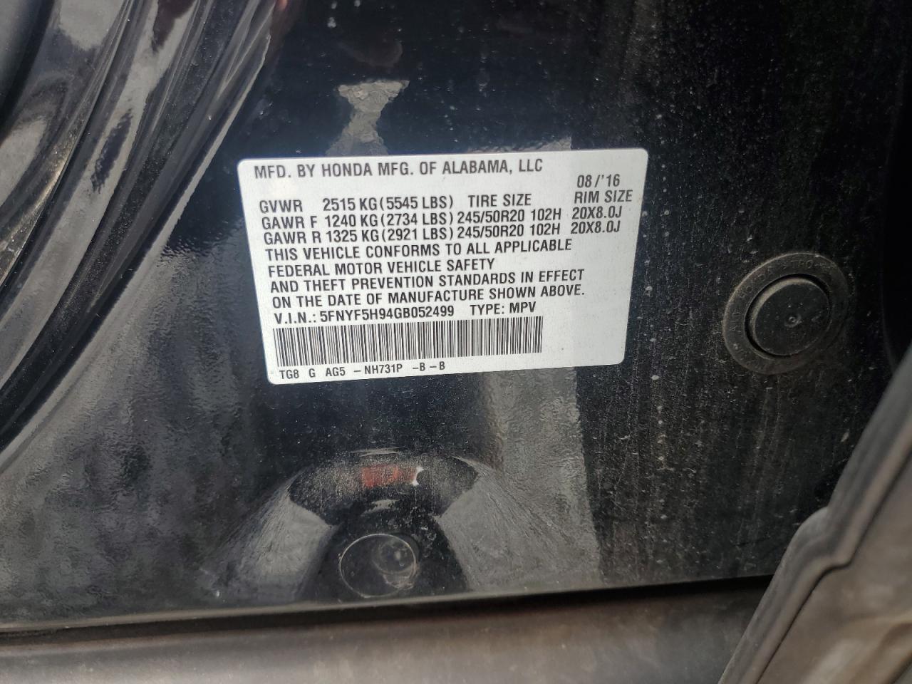 2016 HONDA PILOT