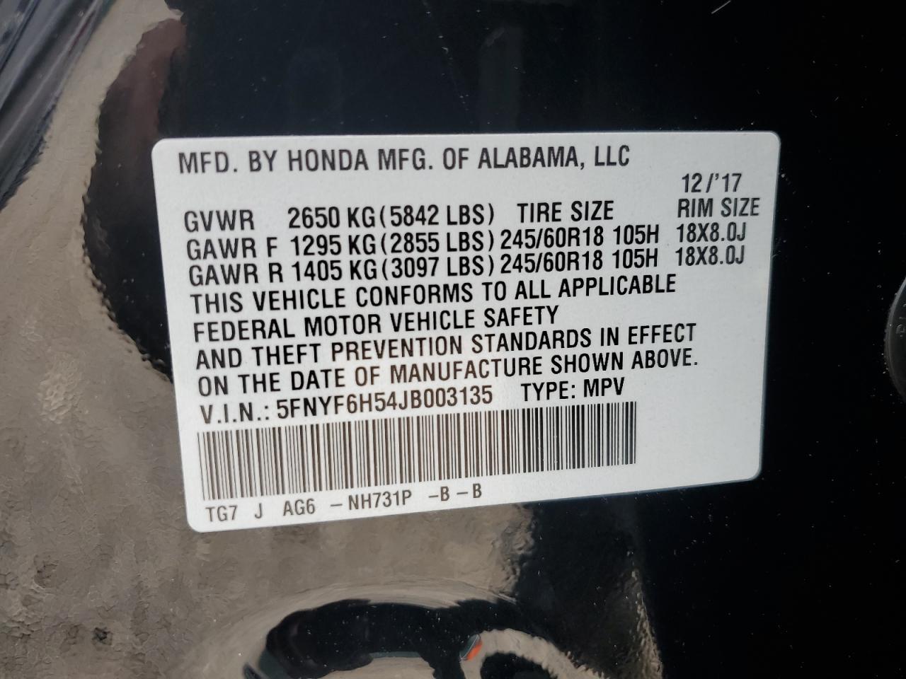 2018 HONDA PILOT