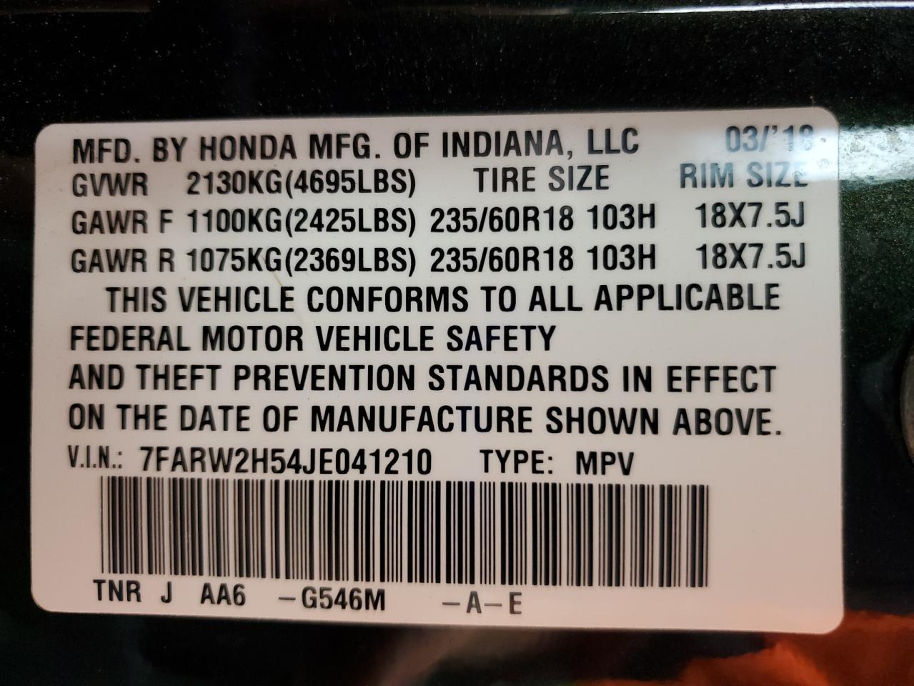 2018 HONDA CR-V