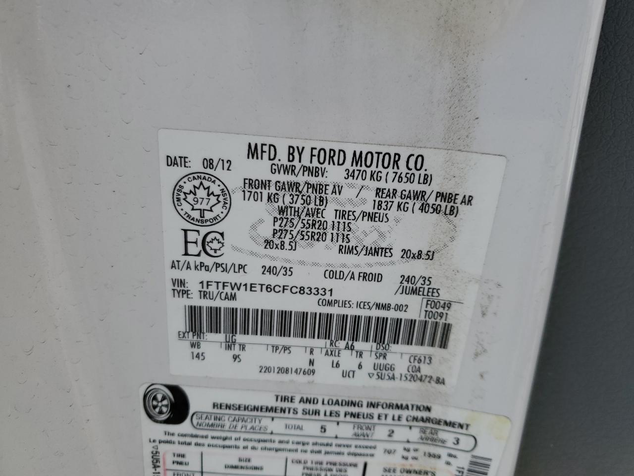 2012 FORD F-150
