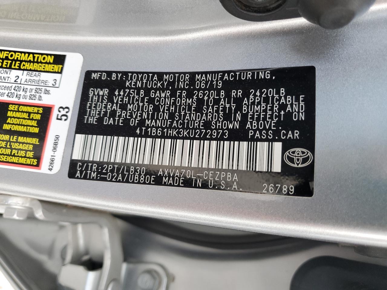 2019 TOYOTA CAMRY