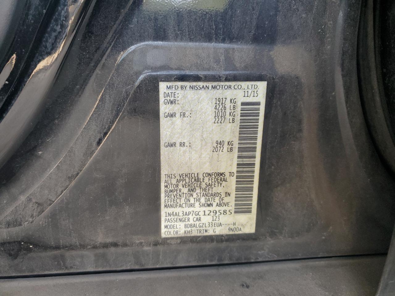 2016 NISSAN ALTIMA