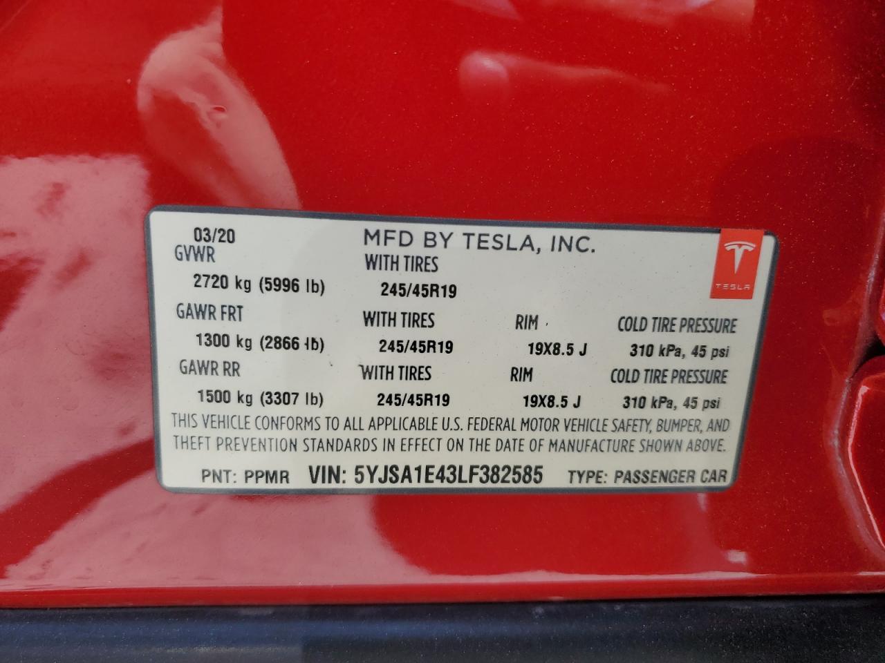 2020 TESLA MODEL S