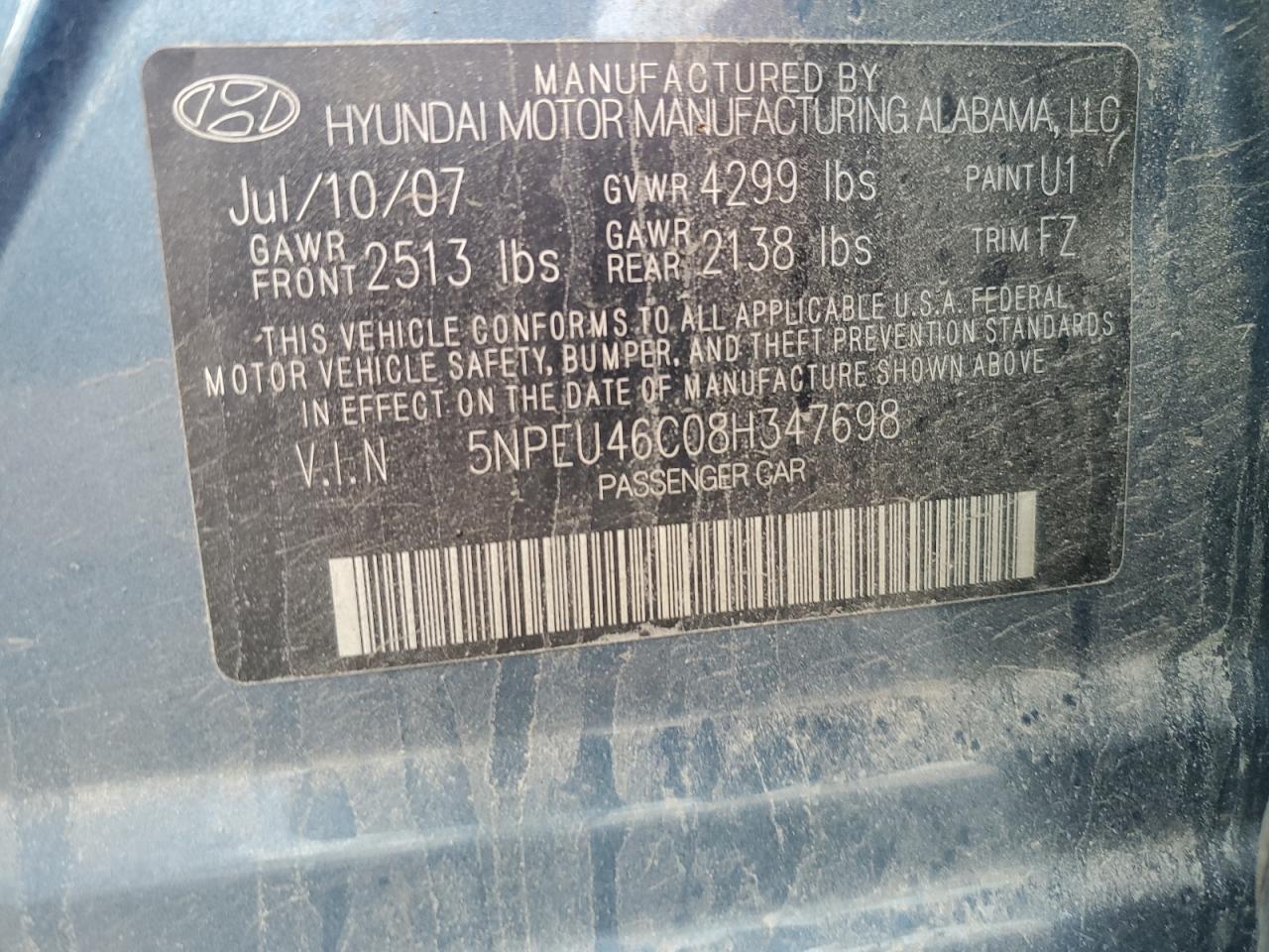 2008 HYUNDAI SONATA