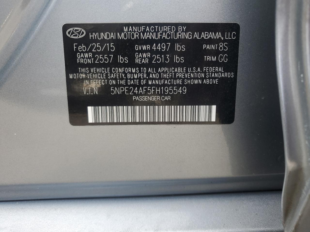 2015 HYUNDAI SONATA