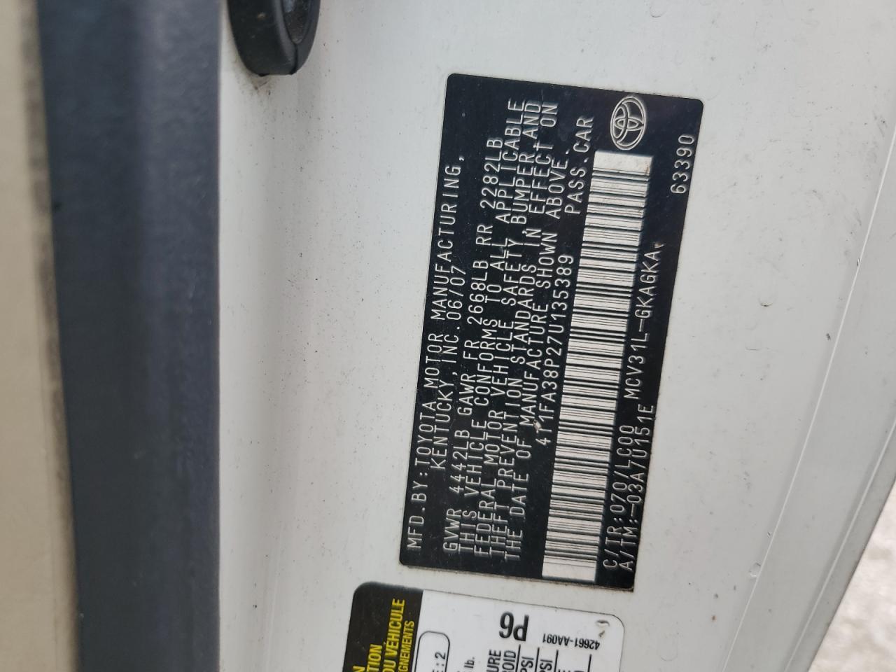 2007 TOYOTA CAMRY