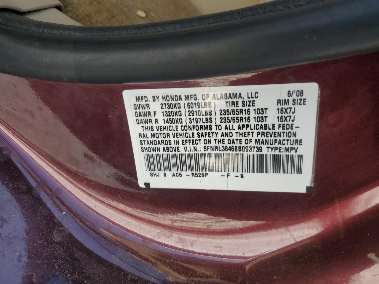 2008 HONDA ODYSSEY