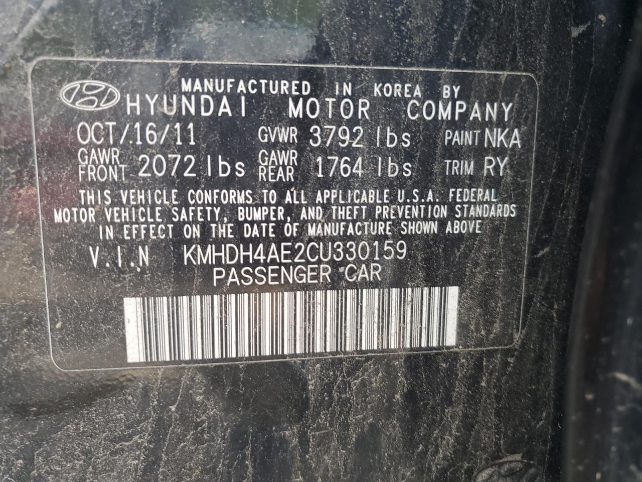 2012 HYUNDAI ELANTRA