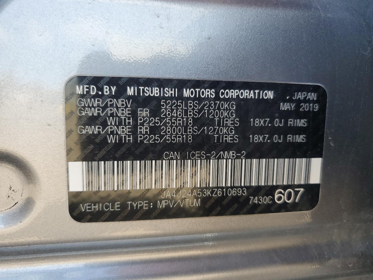 2019 MITSUBISHI outlander