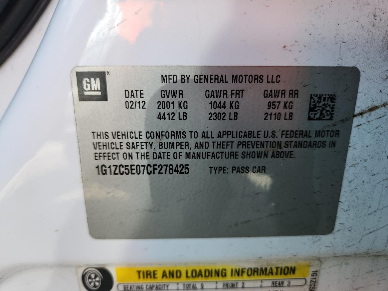 2012 CHEVROLET MALIBU