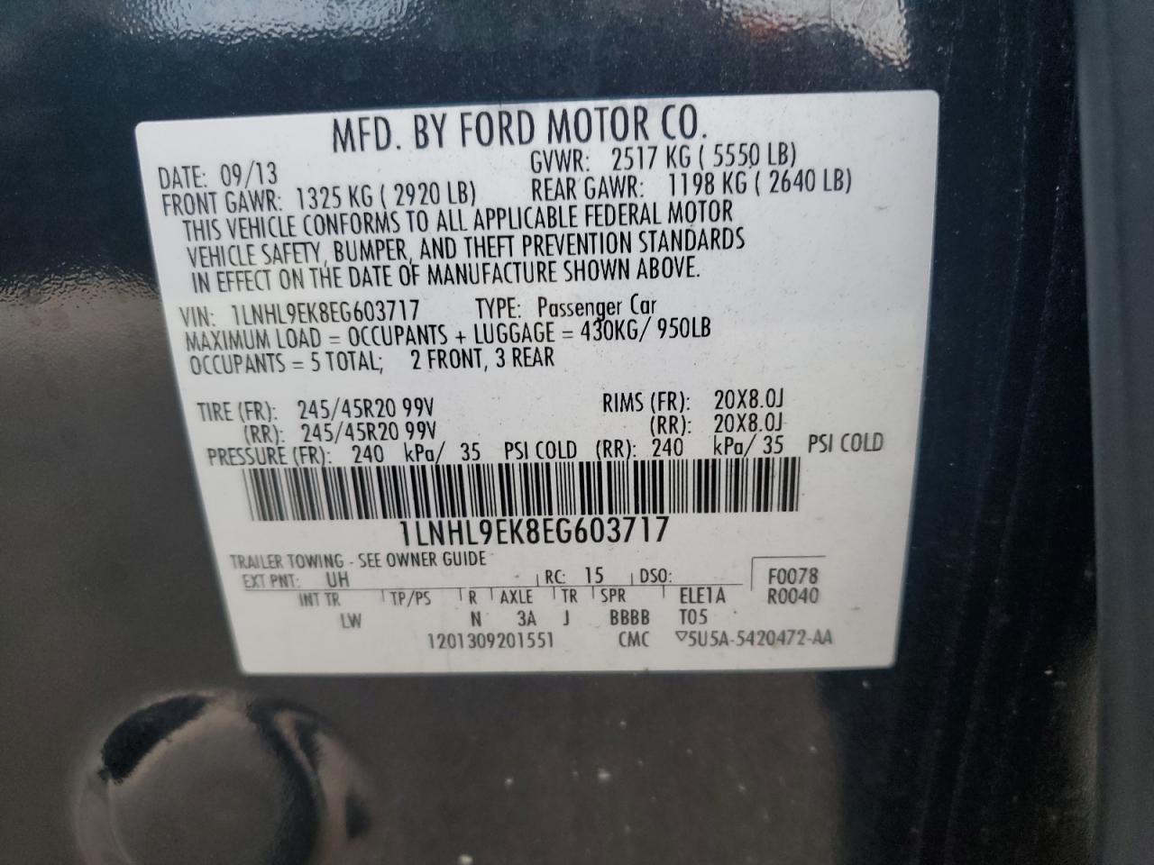 2014 LINCOLN MKS